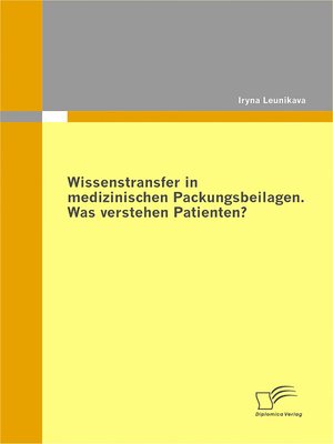 cover image of Wissenstransfer in medizinischen Packungsbeilagen